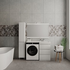 Style Line Мебель для ванной Даллас 110 R Люкс Plus 3 ящика белая – фотография-3